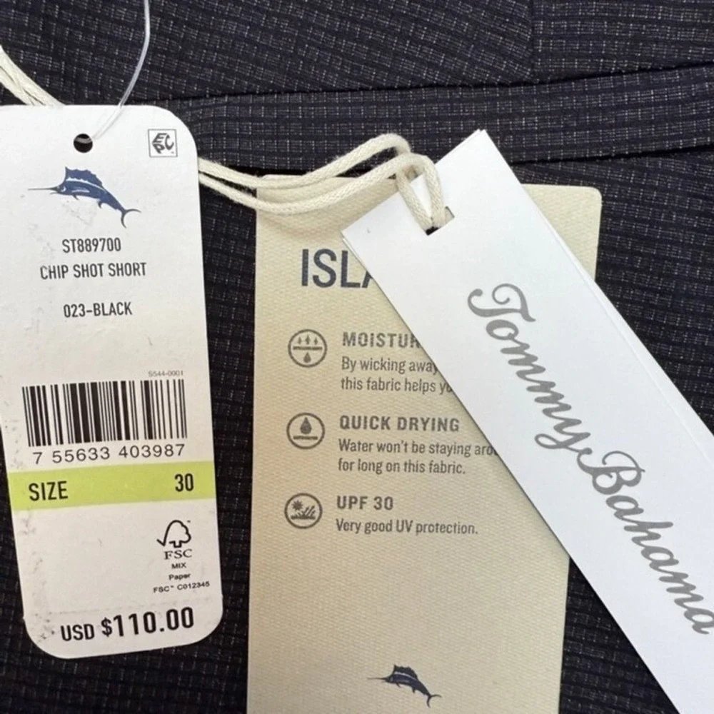 Tommy‎ Bahama Mens 30 Waist Black Chip Shot Shorts IslandZone 10